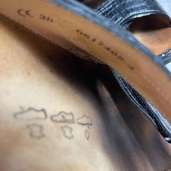 Finn Comfort Germa Black Jamaika Jamaica Croc prints wedge Sandals  EURSize 38 - Picture 7 of 8